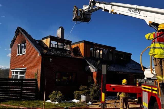 Firefighters from across Hampshire have attended a house fire which started in the roof space of a home in Rake Road, Liss, yesterday afternoon.