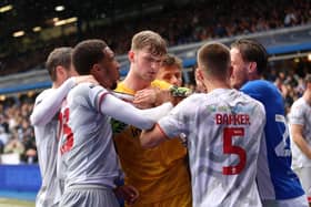 Pompey keeper Toby Steward enjoyed an eventful day as he made his Football League debut at Birmingham while on loan at Crawley Town