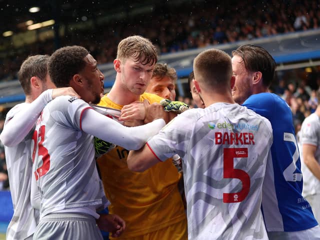 Pompey keeper Toby Steward enjoyed an eventful day as he made his Football League debut at Birmingham while on loan at Crawley Town