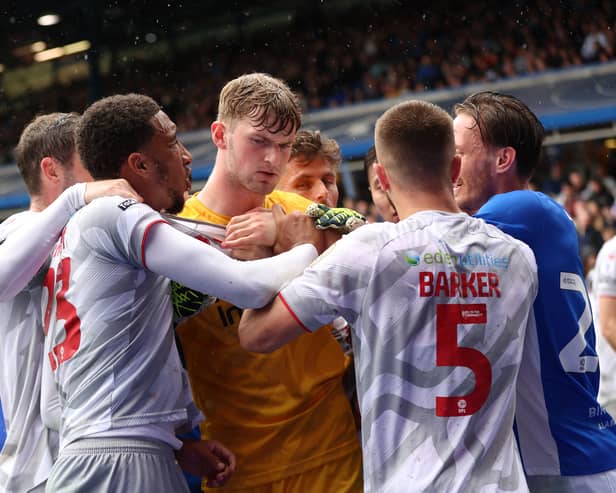 Pompey keeper Toby Steward enjoyed an eventful day as he made his Football League debut at Birmingham while on loan at Crawley Town