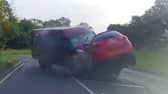 Minibus smashes head-on into car - seriously injuring three.