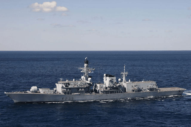 Communication upgrades have been installed on HMS Richmond ahead of her deployment alongside HMS Prince of Wales. Pictured is the Type 23 frigate patrolling in the Red Sea.