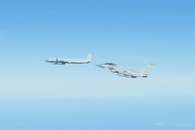 RAF Typhoon jets were scrambled to intercept Russian aircraft flying near Nato airspace.