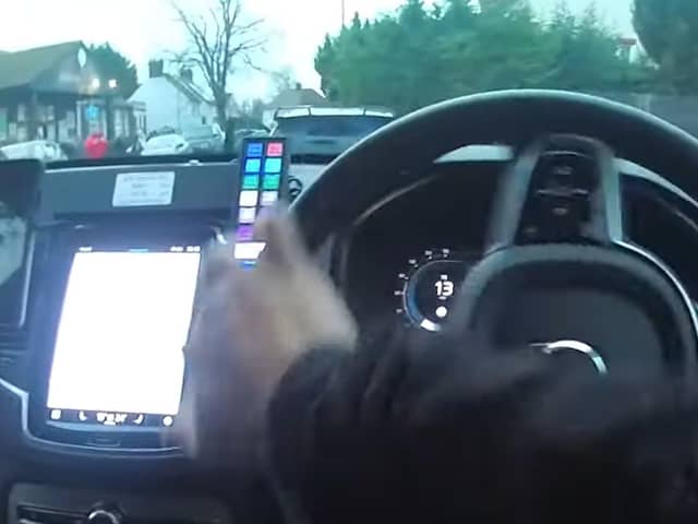Disqualified driver jumps from moving car during police chase.