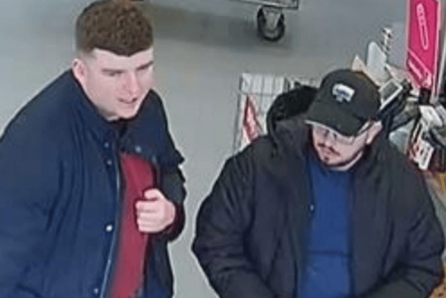 Police wish to speak to these two men after plumbing supplies were stolen from Wickes in Hedge End.