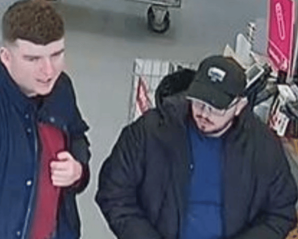Police wish to speak to these two men after plumbing supplies were stolen from Wickes in Hedge End.