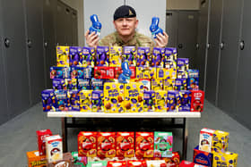 Private Jason Swindley (MPGS) organised an Easter Egg collection for children staying at Queen Alexandra Hospital. Personnel across HMS Collingwood in Fareham donated over 80 gifts.