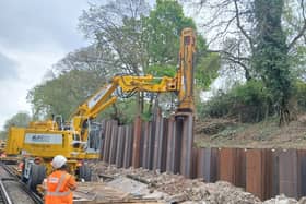 Trains are running normally again between Portsmouth and Southampton after engineering works were completed. Pictured is piling work taking place near Swanwick.