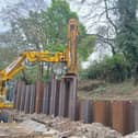 Trains are running normally again between Portsmouth and Southampton after engineering works were completed. Pictured is piling work taking place near Swanwick.