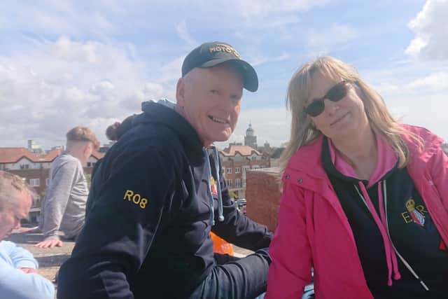 Paul and Lisa Gater, waiting to see Adam Gater AET aboard HMS Prince of Wales. 