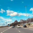 The smoke can be seen rising over the M275 from Tipner on Tuesday, April 22.