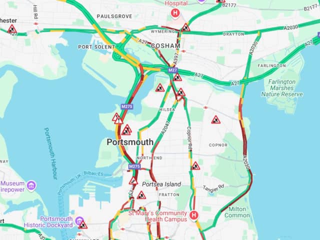 Traffic is "very slow" on the M275 as smoke from a nearby fire continues to bellow.