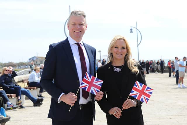 Pictured is: Luke Pollard, Armed Forces minister with Amanda Martin, MP for Portsmouth North. 

Picture: Sarah Standing (220425-4899)