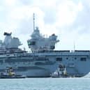 Jamie Aird, 29, of Forest Place in Townhill, Fife, Scotland, has been sentenced after stealing mechnical parts made for HMS Prince of Wales. Pictured is the Royal Navy flagship leaving Portsmouth bound for the Indo-Pacific region.