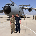 Cpl Alex and Petty Officer Andrew Warry, from Portchester, meeting up on a security mission in the Middle East. PO Warry is deployed on HMS Lancaster.
