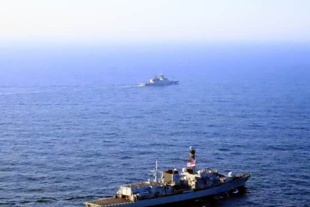 HMS St Albans shadows RFN Admiral Golovko