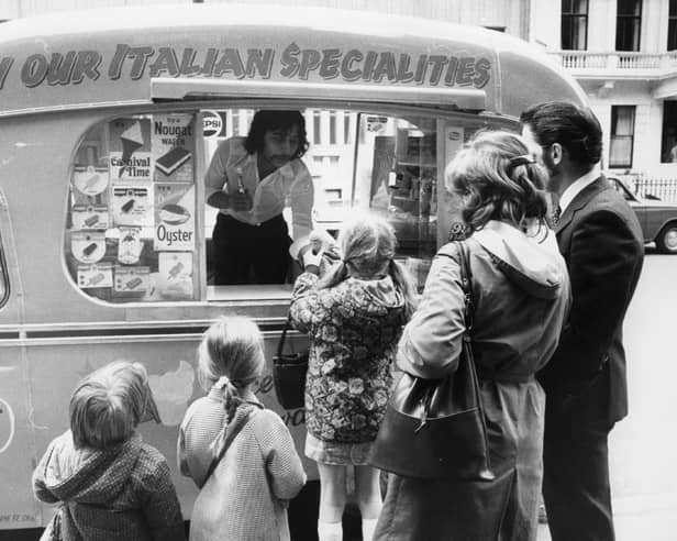 Youngsters queue for an ice cream in 1974