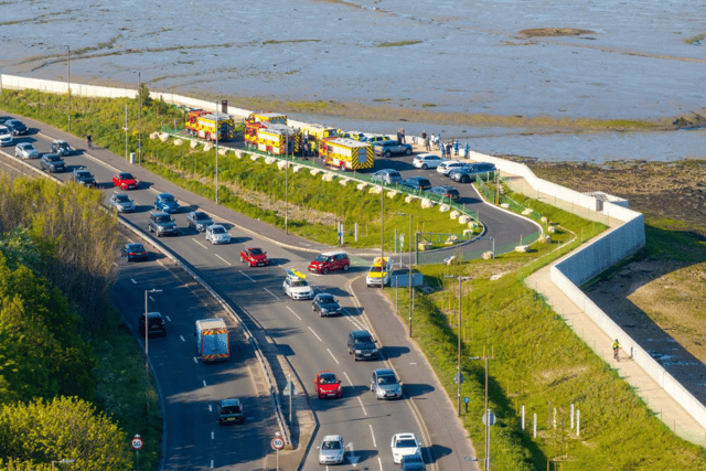 Firefighters, paramedics and coastguard scrambled to Langstone Harbour, just off of Eastern Road, to rescue two teenagers stuck in the mud.