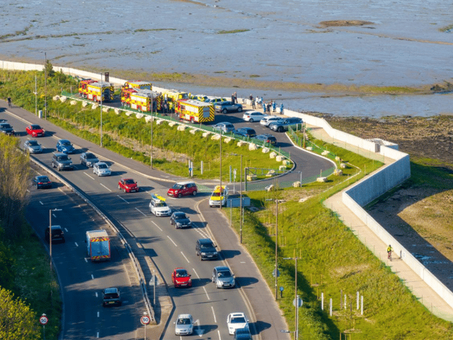 Firefighters, paramedics and coastguard scrambled to Langstone Harbour, just off of Eastern Road, to rescue two teenagers stuck in the mud.