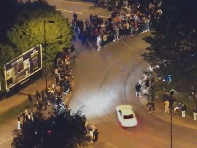 Toby Clarkson, 23, of London Road in Mickleham, Surrey, was caught on CCTV driving his white BMW dangerously at a car meet