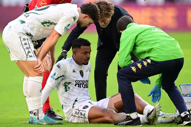 Former Pompey midfielder Tino Anjorin's in a relegation battle at Serie A side Empoli. (Photo by MARCO BERTORELLO/AFP via Getty Images)