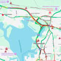 Drivers are facing heavy traffic from Fareham to Portsmouth due to a possible accident