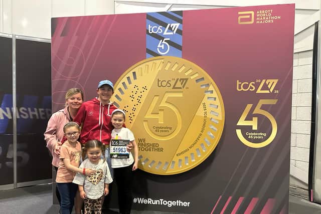 Paul Snelling, from Fareham, has completed 31 marathons in 31 days as part of an incredible charity challenge. 

Pictured: Paul with his wife and three children at the London Marathon 2025. 