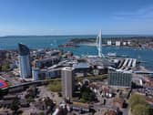 The view over Gunwharf Quays, Portsmouth, to the Solent