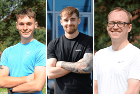 Sailors from HMS Collingwood are rowing the distance between Portsmouth and Dunkirk ahead of the anniversaries of the Battle of Dunkirk and VE Day. A team of 113 are taking part. From L: PLET Hugh Talbot, AB Chris Crawford and AB Martin Miller.