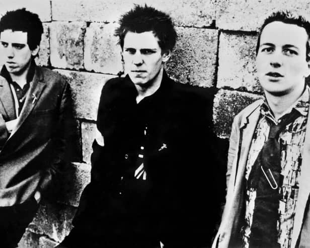 Picture dated 1978 of British punk rockers from the band The Clash, Joe Strummer (R), Mick Jones (C) and Paul Simonon.  