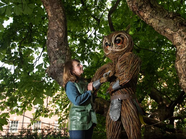 Helena Mellenchip with one of her willow sculptures at Lytham Hall