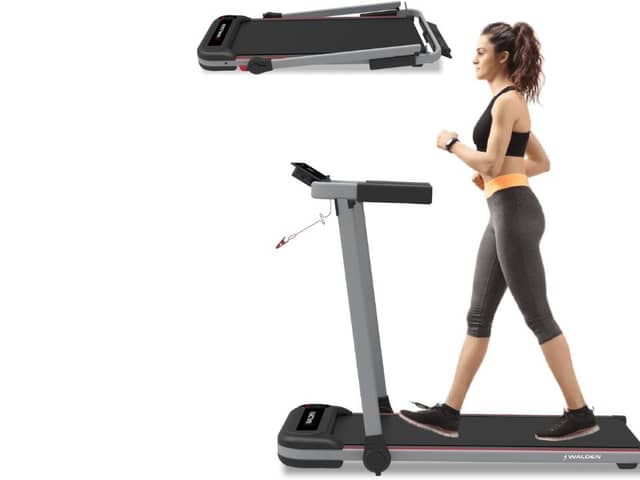The Walden Sports treadmill folds away to fit in small spaces when it's not being used
