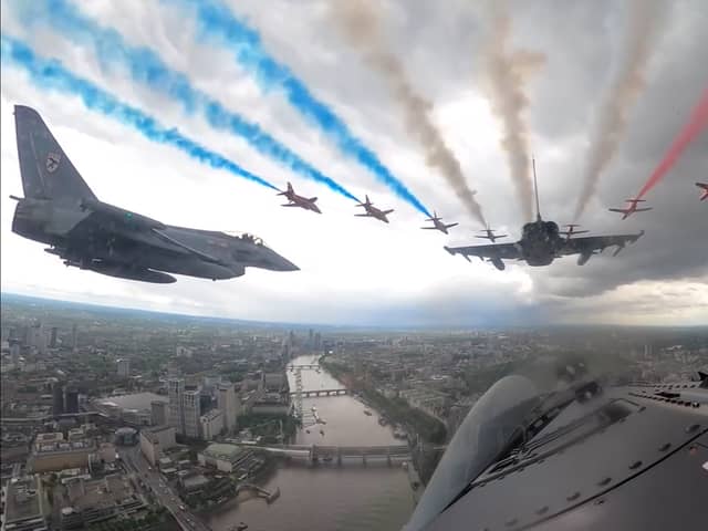 Incredible footage inside Typhoon shows VE Day flypast over London