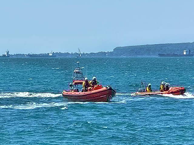 A Hayling Island Lifeboat raced to rescue two people after jetski capsized in the bay yesterday. 

Picture Credit: RNLI Hayling Island Lifeboat Station 