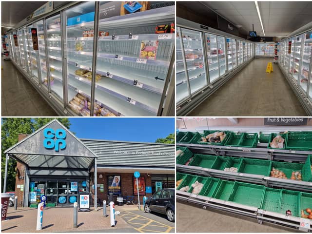 Bare shelves at Ecclesall Road's Co-op due to a cyber-attack.