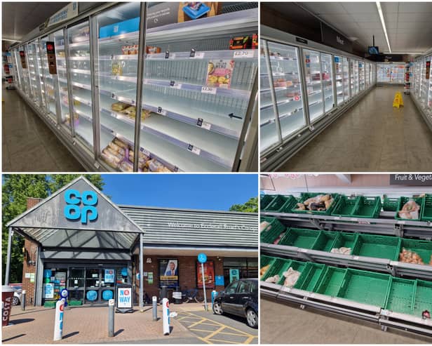 Bare shelves at Ecclesall Road's Co-op due to a cyber-attack.