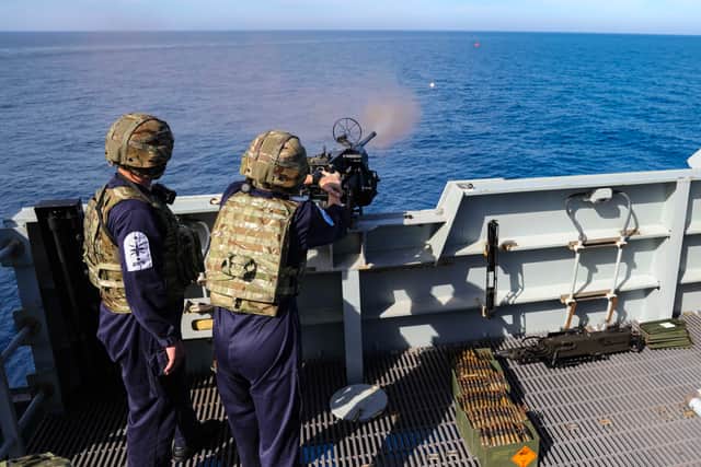 HMS Prince of Wales successfully completed a Heavy Machine Gun (HMG) gunnery exercise at sea. This took place during Operation Highmast as part of the UK Carrier Strike Group 2025 and Exercise Med Strike.