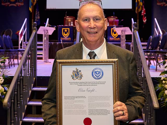 Alan Knight was given the freedom of the city by Portsmouth City Council