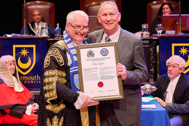 Alan Knight with the new Lord Mayor Gerald Vernon-Jackson