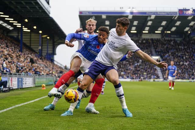 Kusini Yengi in action against Preston North End at Fratton Park