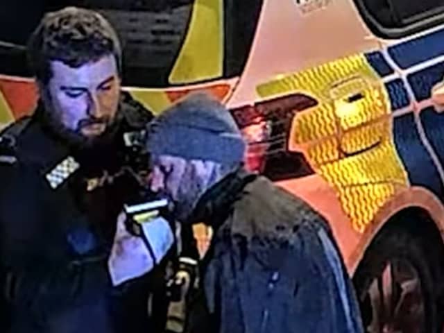 Gavin Twist does a breathalyser test.