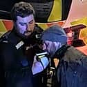 Gavin Twist does a breathalyser test.