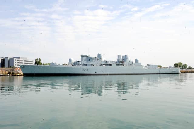 HMS Bristol pictured in the harbour in 2013.