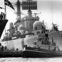 HMS Bristol returning from the Falkland Islands, September 1982. 