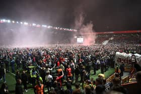 Charlton fans invaded the pitch at The Valley after their side's 1-0 win over Wycombe in the second leg of their League One play-off semi-final