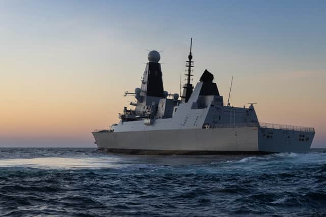Pictured on the 9th of May 2025 is HMS Dragon at Sea off the west Coast of Scotland.