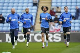 Cohen Bramall, second left, warms-up with Blues team-mates Connor Ogilive, Harvey Blair and Mark O'Mahony 