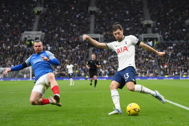 Ryan Tunnicliffe in FA Cup against for Pompey against Spurs in January 2023