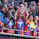 Former Pompey boy Joel Ward lifts the FA Cup for Crystal Palace after their Manchester City win. Pic: Getty