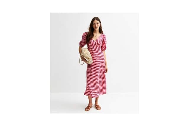 New Look Red Gingham Bow Back Midi Dress £33.99